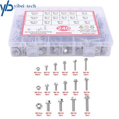 M5 M6 M8 Flanged Bolts and Nuts Kit 240 Pack 304 Stainless Metric Assortment