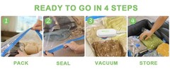 15 Pack Vacuum Seal Bags for Clothing Travel with -60000Pa USB Pump, Save 80% of