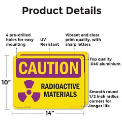 (2 Pack) Radioactive Materials OSHA Caution Radiation Sign Decal Metal Plastic