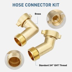 2pcs Brass 45° 90° Garden Hose Elbow Connector 3/4″ Adapter w/ Washer Heavy Duty