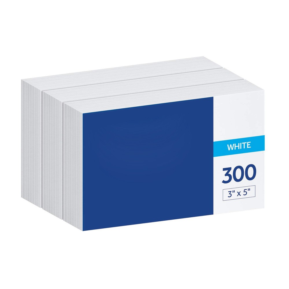 300 Ct Blank Index Cards, 3X5 Inches, Ruled Lined, White