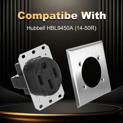 2 Gang Single Hole Outlet Cover Wall Plate&4 Screws for HBL9450A 14~50R Hubbell
