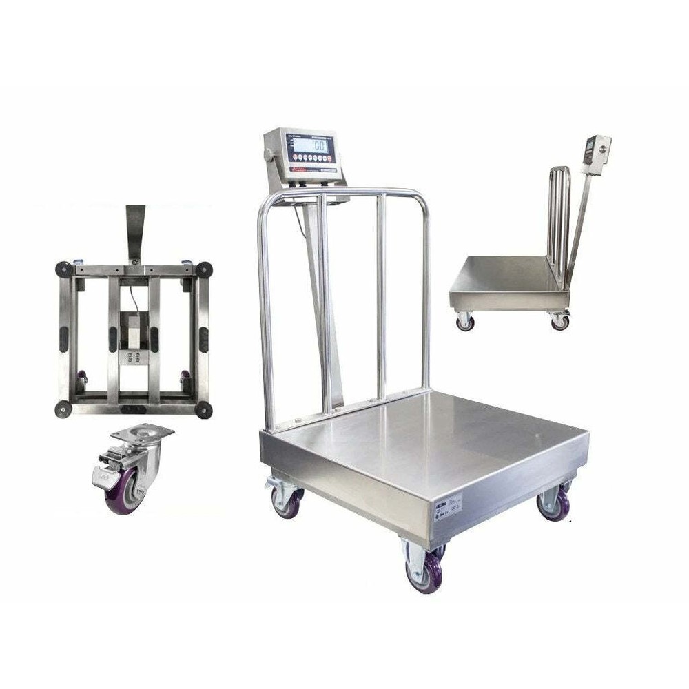 NTEP Stainless Steel Wash-down Bench Scale with Wheels and Backrail + Software!