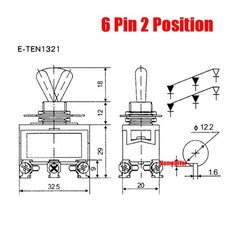 E-TEN1021/1221/1321 Rocker Switches Toggle Switch 2/3/4/6 Pin 2/3 Position 250V
