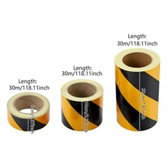 6Pcs Multi Width Black Yellow Safety Warning Tape Waterproof Adhesive Mark Tape