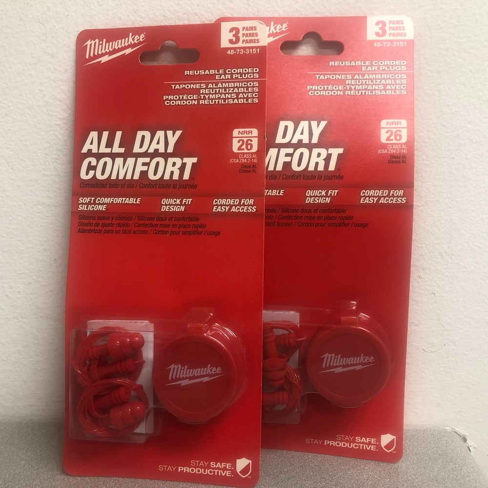 Milwaukee 48-73-3151 Reusable 26 dB Foam Earplugs Red (2) 3 packs