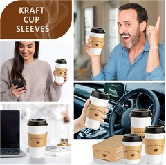 Kraft Paper Coffee Cup Sleeves 50 Packs – Coffee Sleeves, Disposable Corrugated