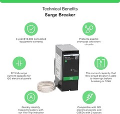 Square D by Schneider Electric QO2175SB QO SurgeBreaker, Surge Protection Device