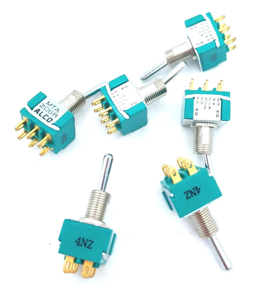 *Lot of 6* Alcoswitch MTA-206R DPDT ON-None-(ON) Mini Toggle MTA206R 6A 125v