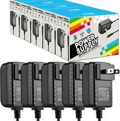 12V 2A Power Supply 5-Pack, Ideal for Cameras and LED Strips, Easy Setup