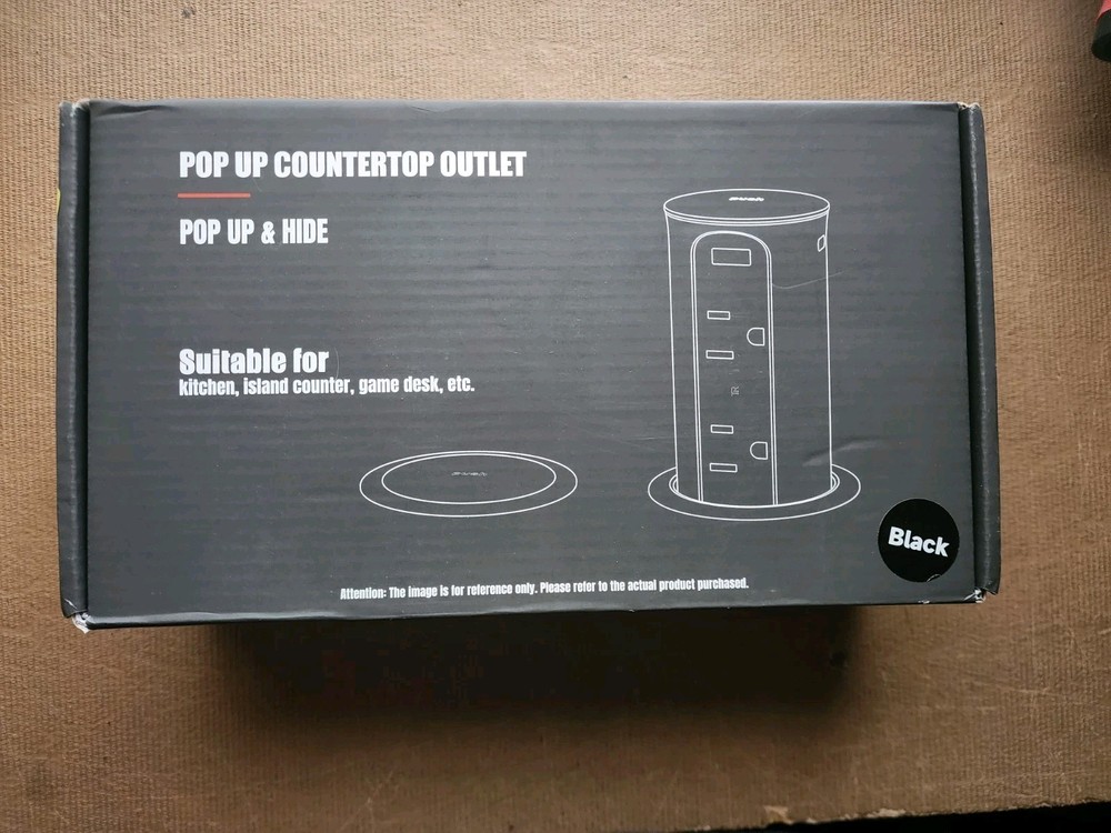 2.5 inch Hole Pop up Outlet for Countertop,20W 4 Outets & 4 USB Ports, Black 15A