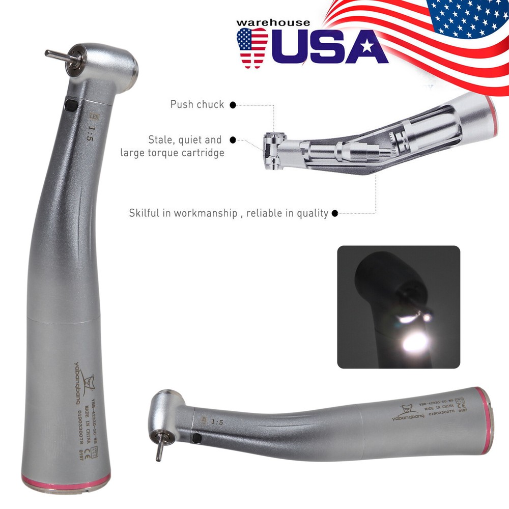 Dental 1:1 Straight Nosecone /1:5 LED Fiber Optic Contra Angle Handpiece Fit NSK