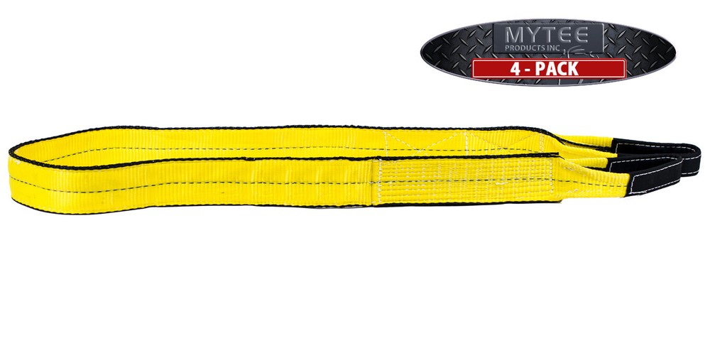 4 Pk 2″x6′ Web Sling – 6400 LBS WLL Vertical – 2-Ply Eyelets Tow Lifting Straps