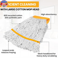 (1PK) Commercial Mop Head Replacement 16 oz, Heavy 15.5 Oz, Yellow 1 Pack