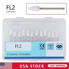 12pcs Dental Flame White Stone Polishing FG Burs Fl2 Abrasion Point Bur SANDENT
