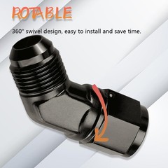 Fitting Adapter, Female to Male 45 Degree Swivel Adapter Fitti Size: AN6-Black