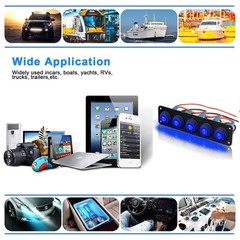12V 20A Waterproof LED Toggle Rocker Switch Panel 5 Gang Amp Waterproof
