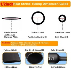 1/2 Inch 12.7mm Heat Shrink Tubing 10 Ft Adhesive Lined Dual Wall Waterproof