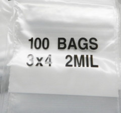 100 White Block 3×4 Bags 2mil Writeable 3″x 4″ Poly Baggies Zip Top Seal Lock