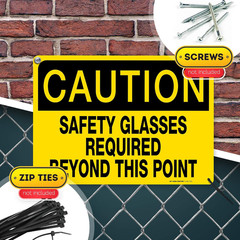 Caution Safety Glasses Required Beyond This Point Sign, 10″ x 14″ 0.40 Aluminum,