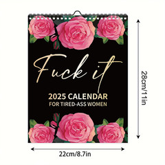 2024 Calendar For Tired-Ass Women Swear Word 12 Month Weekly Daily Wall Planner