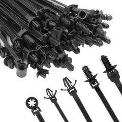 110 PCS Automotive Installation Black Push Mount Cable Zip Ties Assorted US NEW