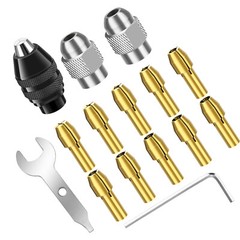 15PCS Drill Keyless Chuck Collet Kit 1/32″ to 1/8″ Shank for Dremel Rotary Tool