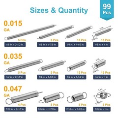 99PCS Extension Spring Assortment Kit, 12 Sizes Small Tension Springs with Du
