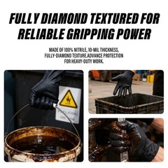 Heavy Duty Nitrile Disposable Gloves 10 Mil Diamond Texture 10 Boxes Size XL