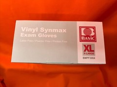 Basic Synmax Vinyl Exam Gloves, 100 Box X-Large Latex Free Powder Free