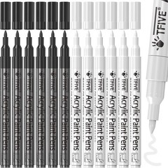 6 White & 6 Black Acrylic Paint Pens, Extra Fine Paint Markers – 0.7mm Extra