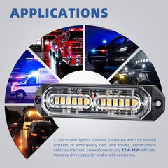 PKINGLAKE 8-Pcs Purple/Amber LED Funeral Escort Emergency Strobe Grille Lights