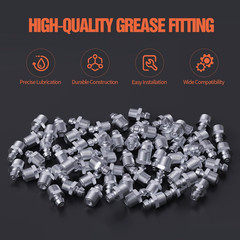 1/4″-28 Zerk Grease Fittings, SAE Grease Nipples with Straight, Grease Fittings