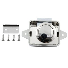 Push Button Catch Lock Drawer Cabinet Cupboard Door Keyless Latch Knob Silver