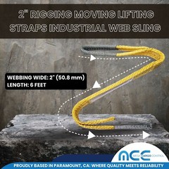 1 Pack Heavy Duty 2-Ply 2″ x 6ft Polyester Web Sling Lifting Strap WLL 6200 lbs