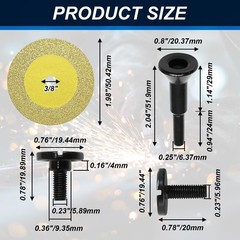 Jersvimc 2Pcs Diamond Die Grinder Cut Off Wheel with Mounting Mandrel, 2 Gold