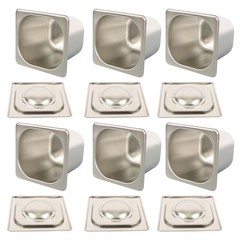 6 Pack 1/6 Size Hotel Pans Steam Table Pan Stainless Steel 6″ Deep W/Lids