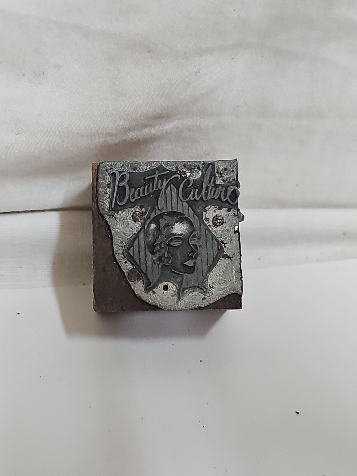 Vintage 1920s Art Deco “Beauty Culture” Flapper Girl Letterpress Printing Block