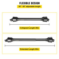 VEVOR PTO Shaft PTO Driveshaft for Tractor 1-3/8″ Spline/Round Ends 39-55″ Black