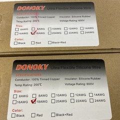 2- NEW Donoky Silicone Wire Kit 18AWG (Tinned Copper) 25 Foot Spools/ 6 Colors