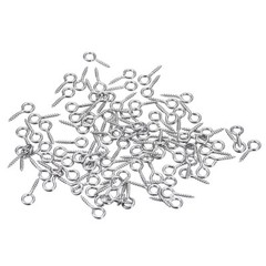 100Pcs 304 Stainless Steel 12x5mm Small Eye Screws Mini Eye Pins Silver