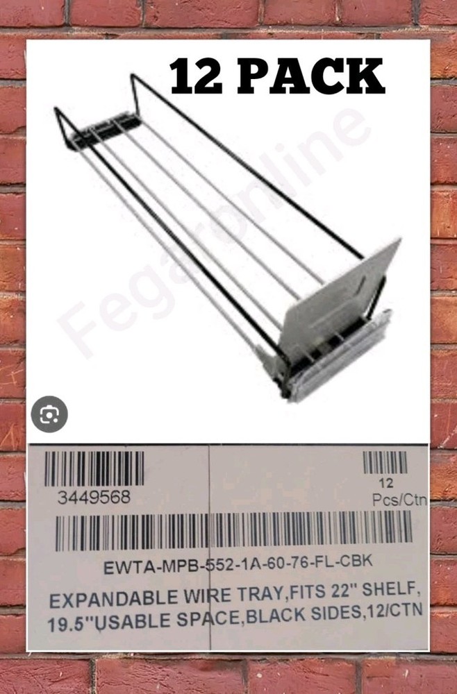 12 PACK TRION EXPANDABLE WIRE TRAY OPEN FITS 22″ EWTA-MPB-552-1A-60-76-FL-CBK