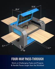 OMTech 28″x20″ 60W CO2 Laser Engraver Cutter with Autofocus CW5200 Water Chiller