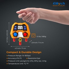 Elitech 5 CFM 1/3HP Air Vacuum Pump HVAC AC Air Tool Manifold Gauge w/ Hose Set