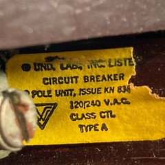 Wadsworth A220N 20 Amp 2 Pole 2P Type A METAL FOOT Circuit Breaker A220 WA220