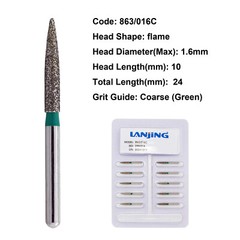 Dental Burs Diamond Flame FG for High Speed Handpiece Friction Grip Coarse Fine