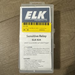 New ELK-924 Sensitive Relay DPDT, 12/24VDC, 1.2 mA Trigger