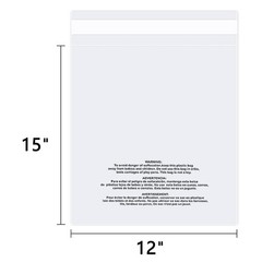 WEPOLY 12×15″ 500-Pk Clear Resealable Self-Seal Poly Bags Suffocation Warning