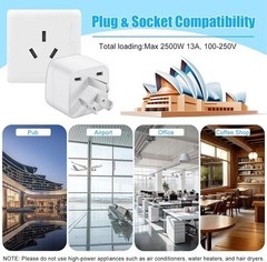 2 Pack US to Australia/New Zealand Plug Adapter, Type I Travel Power Adapter wit
