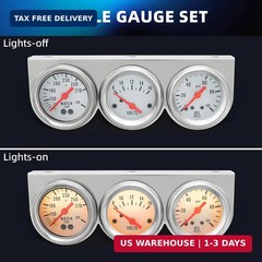 MH 2inch 52mm Triple Gauge Set, Oil Pressure Gauge (0-100PSI) +Water Temperature